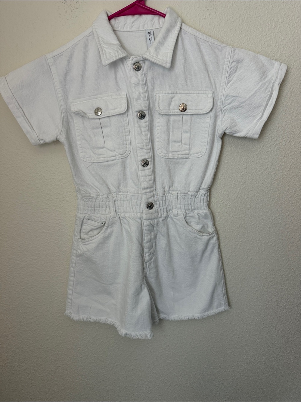 Zara White Denim Utility Romper Playsuit